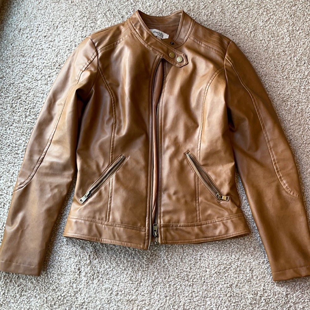 Charlotte Russe medium camel pleather jacket.